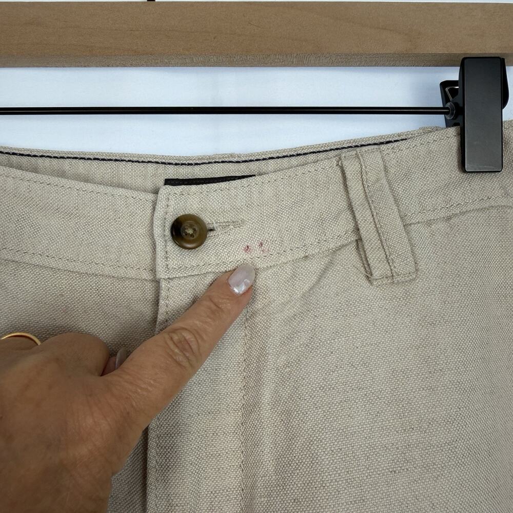 Vintage Linen Blend Pants Mens 36x29 Ivory White Trousers Y2K 90s St Johns Bay - Picture 9 of 9